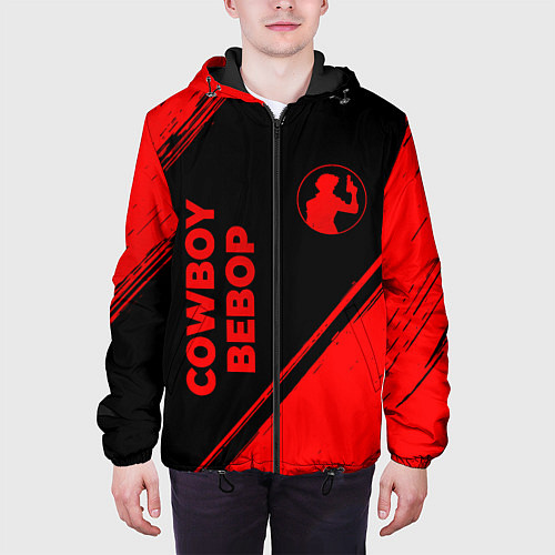Мужская куртка Cowboy Bebop - red gradient вертикально / 3D-Черный – фото 3