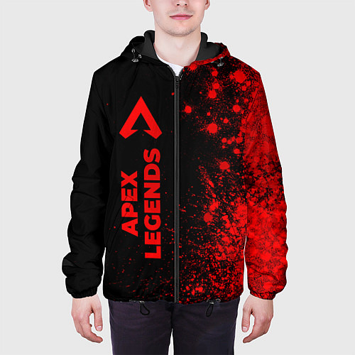Мужская куртка Apex Legends - red gradient по-вертикали / 3D-Черный – фото 3