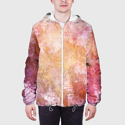 Мужская куртка Абстракция - atomic gold / 3D-Белый – фото 3