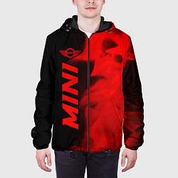 Куртка с капюшоном мужская Mini - red gradient по-вертикали, цвет: 3D-черный — фото 2