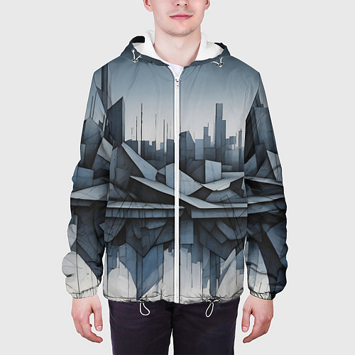 Мужская куртка Небоскребы и скалы / 3D-Белый – фото 3