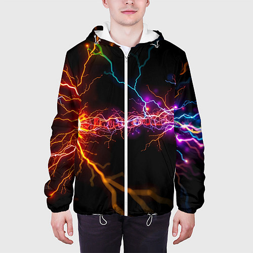 Мужская куртка Две неоновые вспышки / 3D-Белый – фото 3