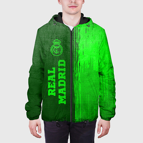 Мужская куртка Real Madrid - green gradient по-вертикали / 3D-Черный – фото 3