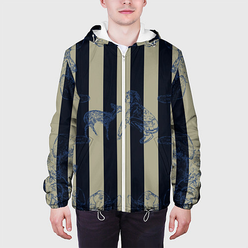 Мужская куртка Чёрные полосы / 3D-Белый – фото 3