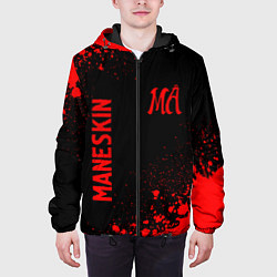 Куртка с капюшоном мужская Maneskin - red gradient вертикально, цвет: 3D-черный — фото 2