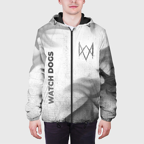 Мужская куртка Watch Dogs - white gradient вертикально / 3D-Черный – фото 3