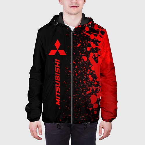 Мужская куртка Mitsubishi - red gradient по-вертикали / 3D-Черный – фото 3