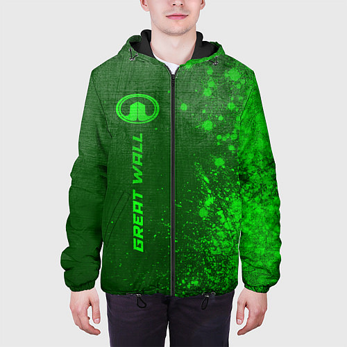 Мужская куртка Great Wall - green gradient по-вертикали / 3D-Черный – фото 3