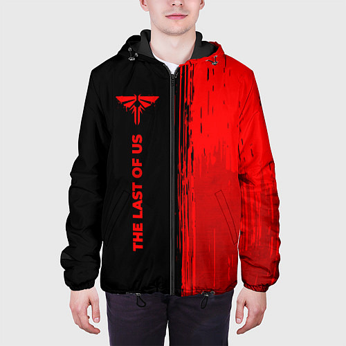 Мужская куртка The Last Of Us - red gradient по-вертикали / 3D-Черный – фото 3