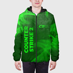 Куртка с капюшоном мужская Counter Strike 2 - green gradient вертикально, цвет: 3D-черный — фото 2