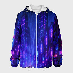 Куртка с капюшоном мужская Одинокий город неона, цвет: 3D-белый