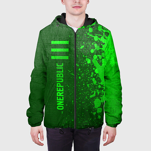 Мужская куртка OneRepublic - green gradient по-вертикали / 3D-Черный – фото 3