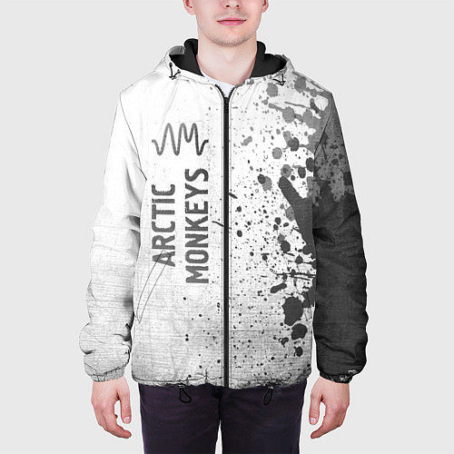 Мужская куртка Arctic Monkeys - white gradient по-вертикали / 3D-Черный – фото 3
