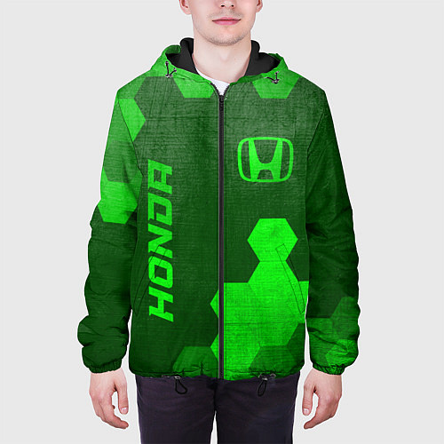 Мужская куртка Honda - green gradient вертикально / 3D-Черный – фото 3