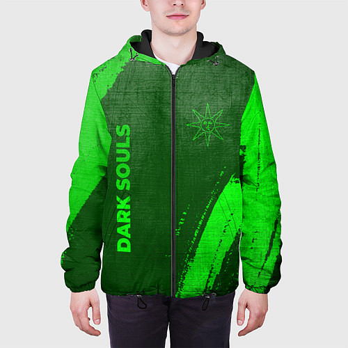 Мужская куртка Dark Souls - green gradient вертикально / 3D-Черный – фото 3