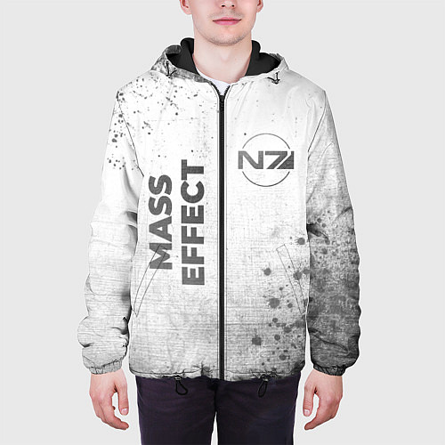 Мужская куртка Mass Effect - white gradient вертикально / 3D-Черный – фото 3