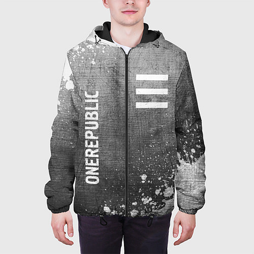 Мужская куртка OneRepublic - grey gradient вертикально / 3D-Черный – фото 3