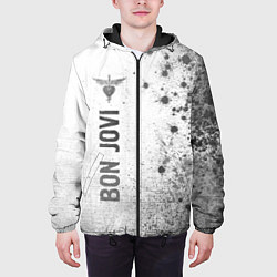 Куртка с капюшоном мужская Bon Jovi - white gradient по-вертикали, цвет: 3D-черный — фото 2