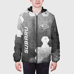 Куртка с капюшоном мужская Subaru - grey gradient вертикально, цвет: 3D-черный — фото 2