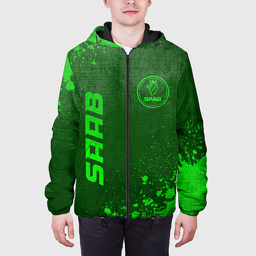 Мужская куртка Saab - green gradient вертикально / 3D-Черный – фото 3