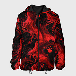 Куртка с капюшоном мужская Красно-черные разводы краски - абстрактный узор, цвет: 3D-черный