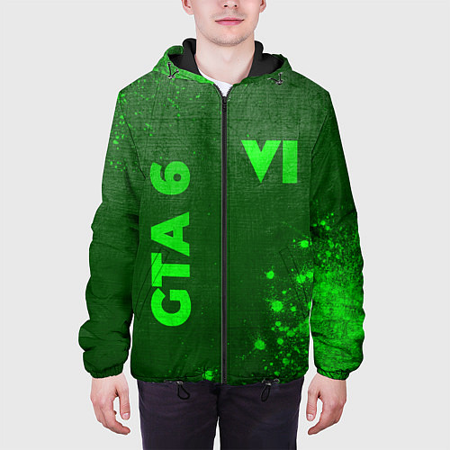 Мужская куртка GTA 6 - green gradient вертикально / 3D-Черный – фото 3