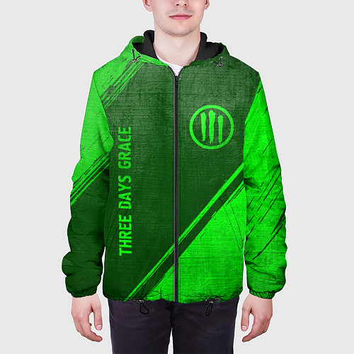Мужская куртка Three Days Grace - green gradient вертикально / 3D-Черный – фото 3