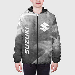 Куртка с капюшоном мужская Suzuki - grey gradient вертикально, цвет: 3D-черный — фото 2