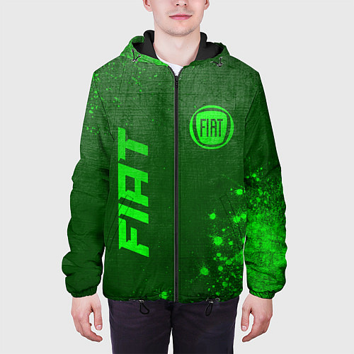 Мужская куртка Fiat - green gradient вертикально / 3D-Черный – фото 3