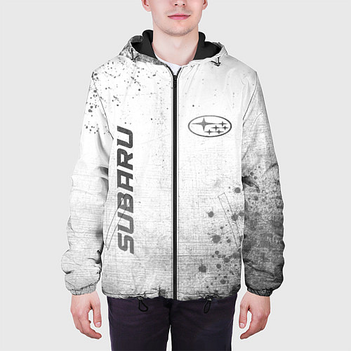 Мужская куртка Subaru - white gradient вертикально / 3D-Черный – фото 3
