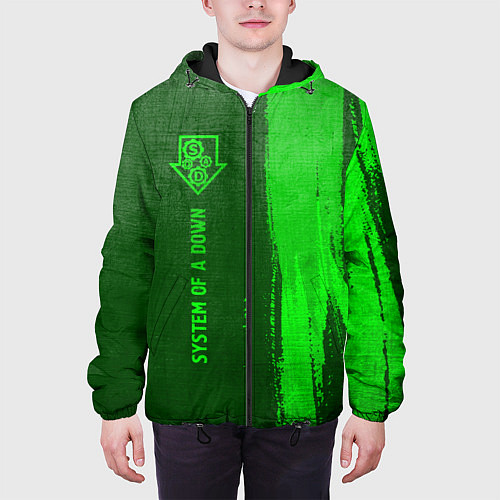 Мужская куртка System of a Down - green gradient по-вертикали / 3D-Черный – фото 3