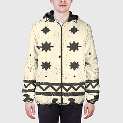 Куртка с капюшоном мужская Африканские примитивные узоры, цвет: 3D-черный — фото 2