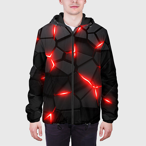 Мужская куртка Красная неоновая броня / 3D-Черный – фото 3