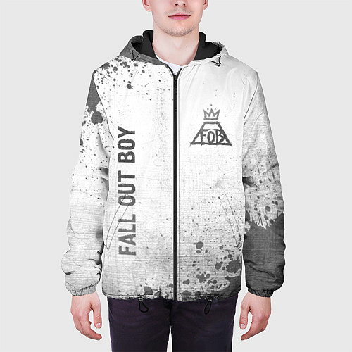 Мужская куртка Fall Out Boy - white gradient вертикально / 3D-Черный – фото 3