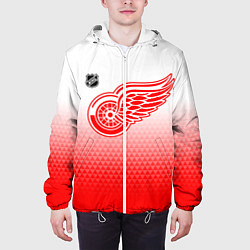 Куртка с капюшоном мужская Детройт Ред Уингз - красно белый градиент, цвет: 3D-белый — фото 2