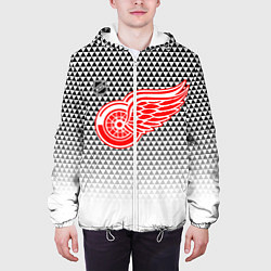 Куртка с капюшоном мужская Детройт Ред Уингз - геометрический градиент, цвет: 3D-белый — фото 2