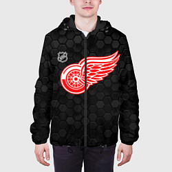 Куртка с капюшоном мужская Детройт Ред Уингз - черные соты, цвет: 3D-черный — фото 2
