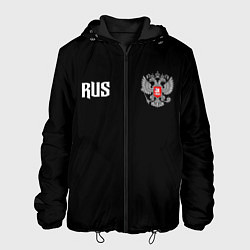 Куртка с капюшоном мужская Россия три полоски, цвет: 3D-черный