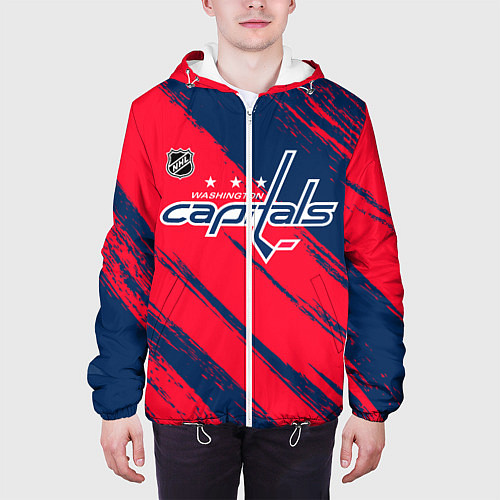 Мужская куртка Вашингтон Кэпиталз - бырзги красок / 3D-Белый – фото 3