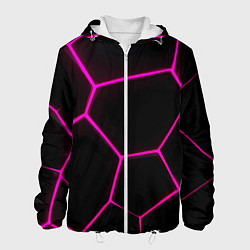 Куртка с капюшоном мужская Черные соты текстура, цвет: 3D-белый