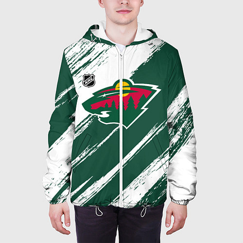 Мужская куртка Миннесота Уайлд - зеленый и белый / 3D-Белый – фото 3
