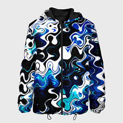 Куртка с капюшоном мужская Абстракция разлитые краски чёрно-сине-белый, цвет: 3D-черный