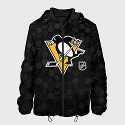 Куртка с капюшоном мужская Питтсбург Пингвинз - черные соты, цвет: 3D-черный