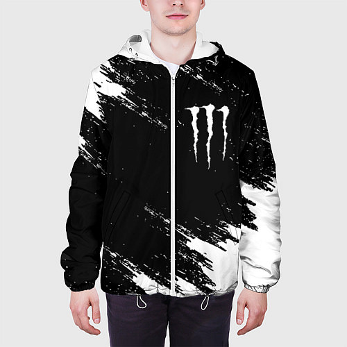 Мужская куртка Monster energy краски штрихи белые / 3D-Белый – фото 3