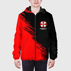 Куртка с капюшоном мужская Umbrella Corp - red and black, цвет: 3D-черный — фото 2
