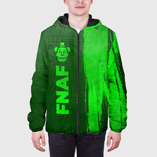 Мужская куртка FNAF - green gradient по-вертикали / 3D-Черный – фото 3