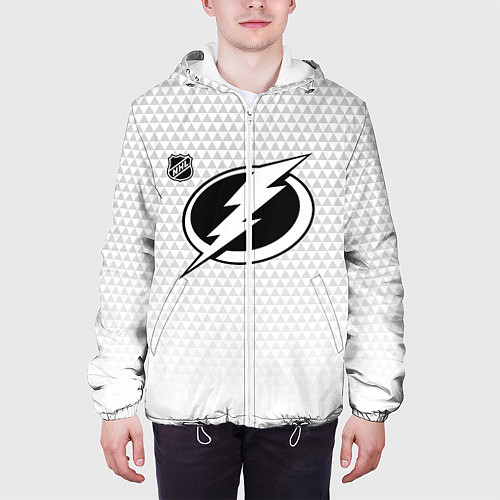 Мужская куртка Тампа Бэй Лайтнинг - белые треугольники / 3D-Белый – фото 3