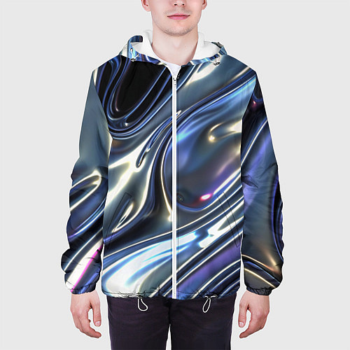 Мужская куртка Серебро жидкий металл / 3D-Белый – фото 3