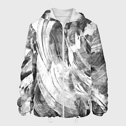 Куртка с капюшоном мужская Абстракция - grey and white swirls, цвет: 3D-белый