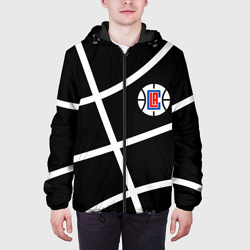 Мужская куртка Клипперс - текстура черного мяча / 3D-Черный – фото 3